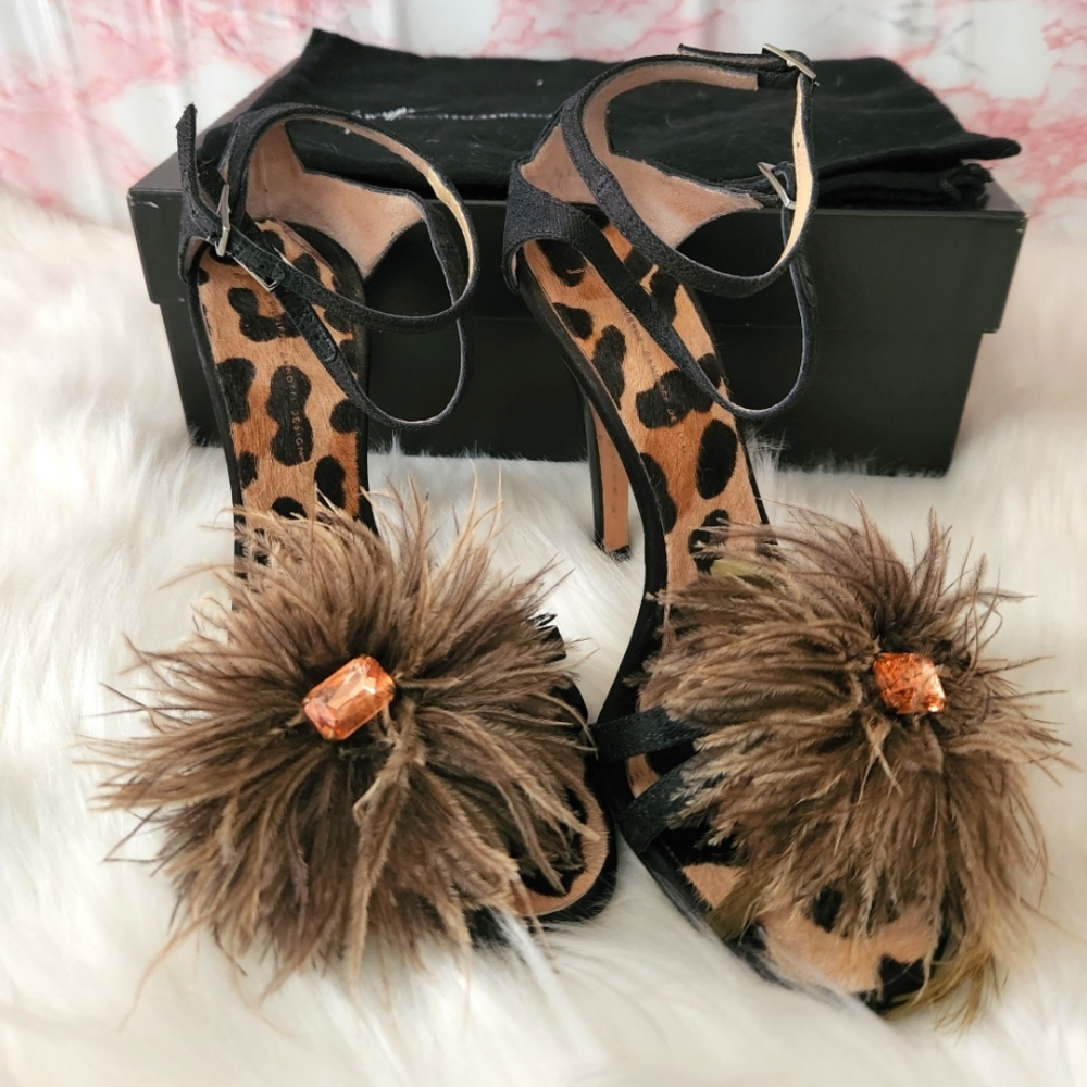 Giuseppe Zanotti Black and Brown Leopard Heels